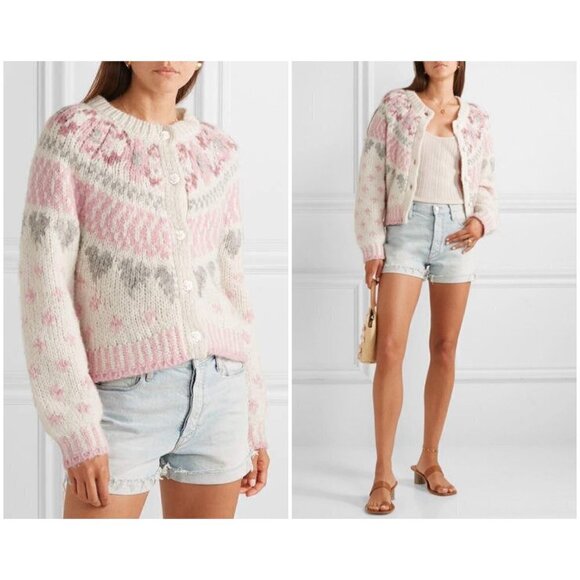 💕LOVESHACKFANCY💕 Jamie Cardigan ~ Milky Clouds Alpaca Wool Blend Small - Picture 1 of 16